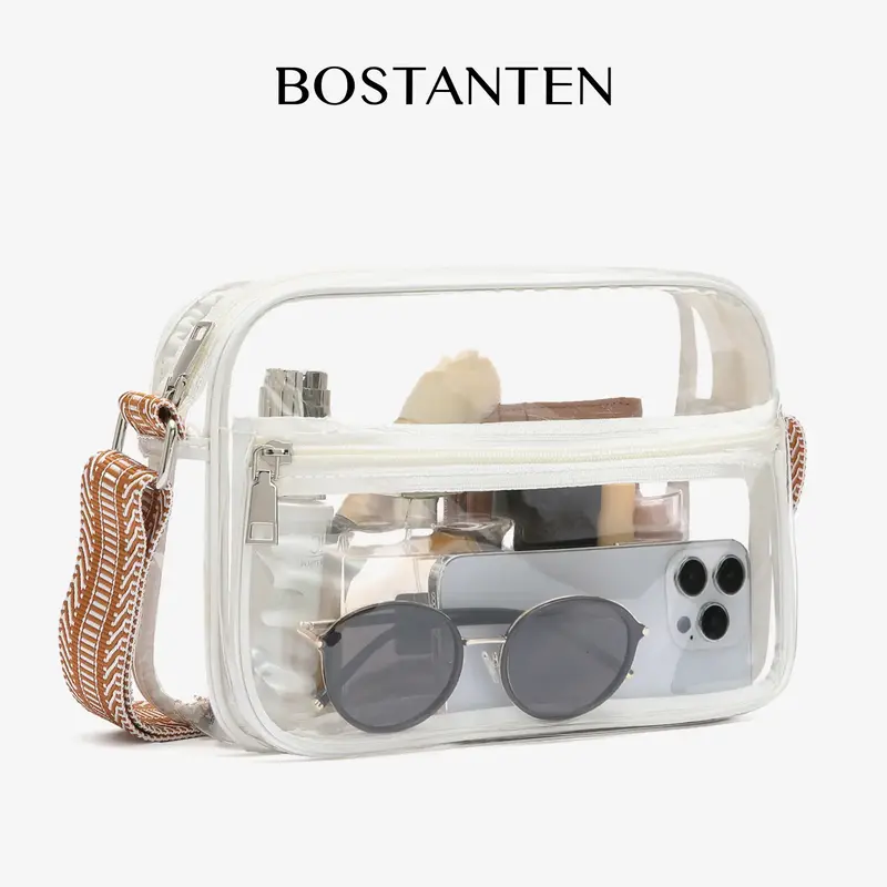BOSTANTEN Clear Purses for Women Stadium Approved Clear Bags Small Crossbody Bags Trendy for Concerts Sports