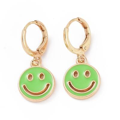 Hollow Out Smiling Face Enamel Hoop Earrings for Women