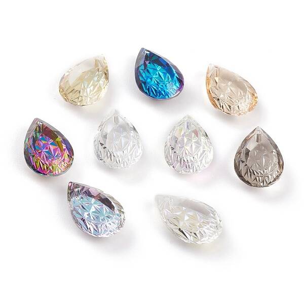 Embossed Glass Rhinestone Pendants