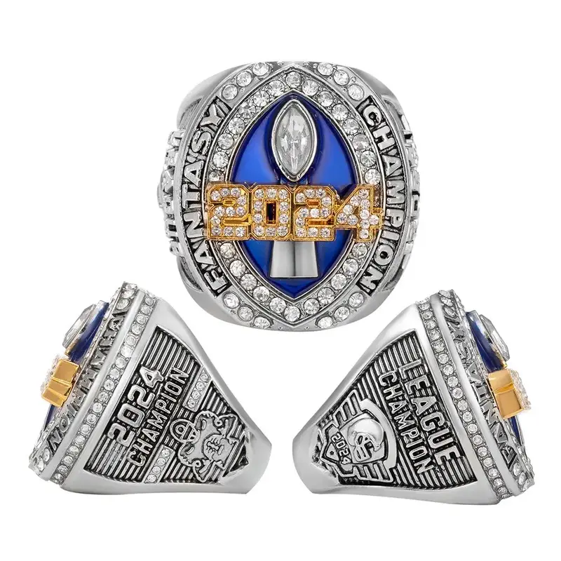 Newest 2024，2025 Fantasy series football championship ring with brown wooden display box for mens gift