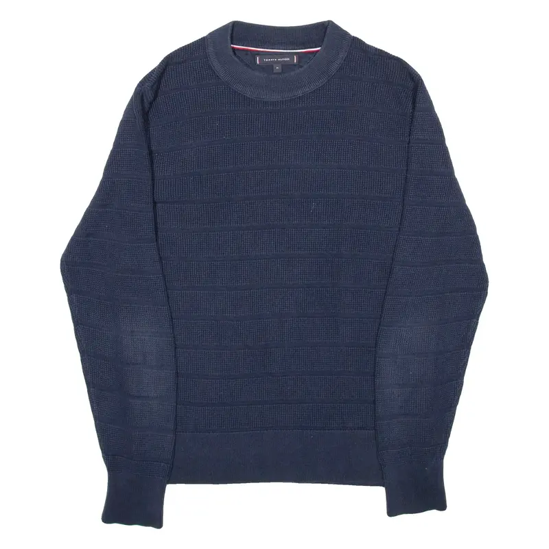 TOMMY HILFIGER Mens Jumper Blue Crew Neck Tight Knit M