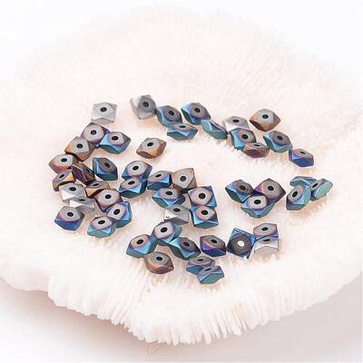 Frosted Square Electroplate Non-Magnetic Synthetic Hematite Beads