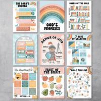 Retro Bible Posters | Set of 9 | Sunday School Classroom