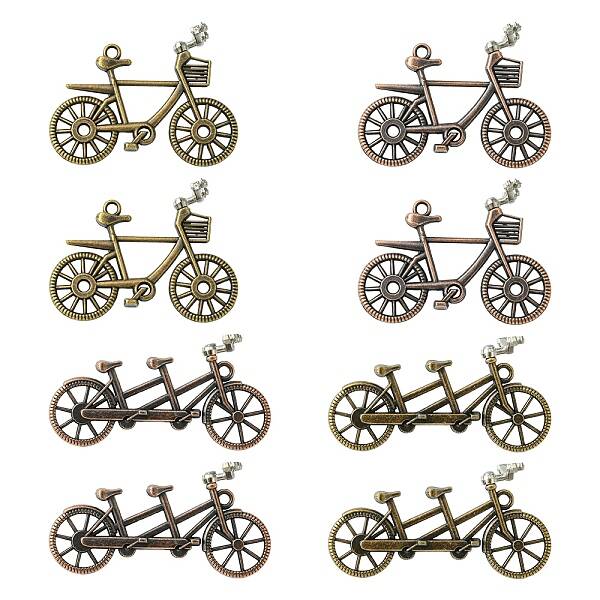 8Pcs 4 Styles Tibetan Style Alloy Pendants