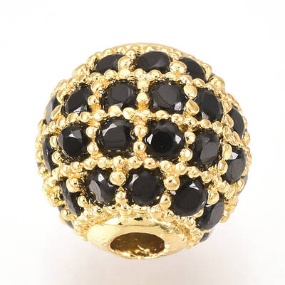 Brass Micro Pave Cubic Zirconia Beads