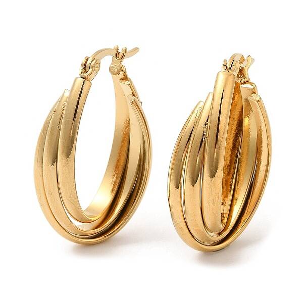 304 Stainless Steel Criss Cross Hoop Earrings for Women