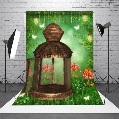 Green Grass Floral Pendant Spring Photoshoot Backdrop - Aperturee
