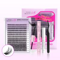 Individual False Eyelashes Kit, 1 Set Natural Look Eyelash Extensions Kit, Makeup Tools for Women Diiy Lash Extensions, Makeu...