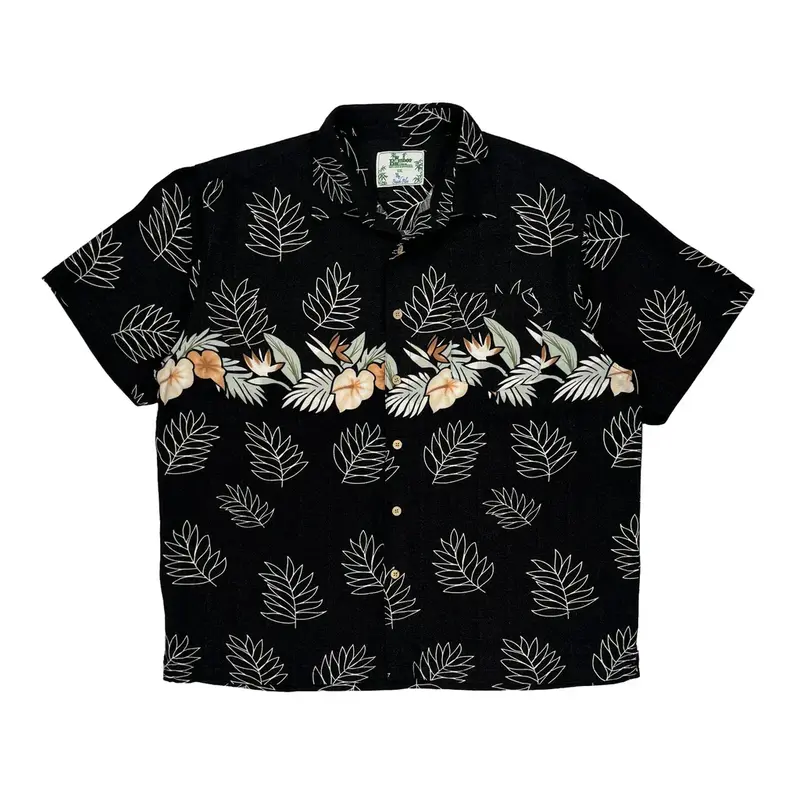 Beach Blue Hawaiian Shirt - 2XL Black Bamboo