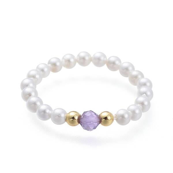 Natural Amethyst Gemstone Stretch Rings