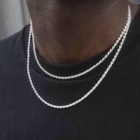 Mens 3/4/5mm Stainless Steel Silver Twist Chain Necklace for Men Women Silver Necklace Chain 18/20/22/24 Inches
