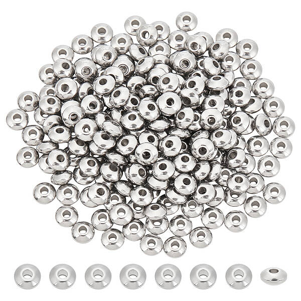 200Pcs Rondelle 304 Stainless Steel Beads