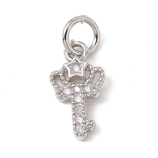 Brass Micro Pave Cubic Zirconia Charms