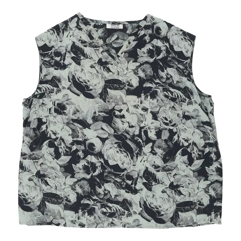 Per Te By Krizia Floral Top - XL Green Silk | Size: x-large