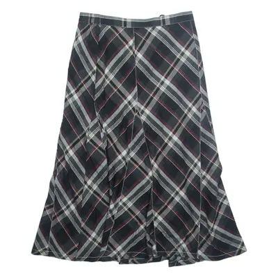 Womens Flare Skirt Black Midi Check UK 18