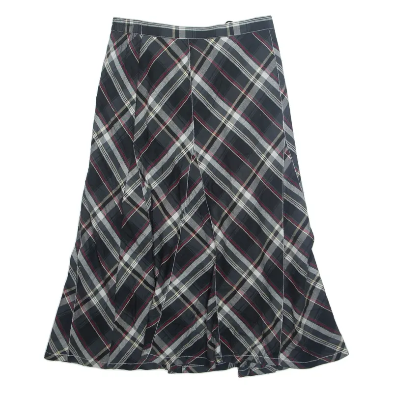 Womens Flare Skirt Black Midi Check UK 18