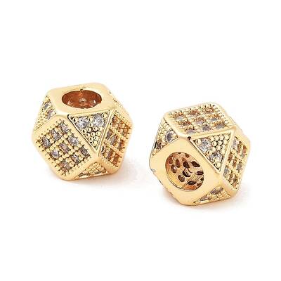 Column Brass Micro Pave Clear Cubic Zirconia Beads