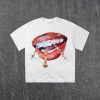 Diamond Teeth Cross Tee Graphic Casual Shirt  Regular Fit Casual Comfy Round Neck Half Sleeve T-Shirt for Summer, Menswear fo...