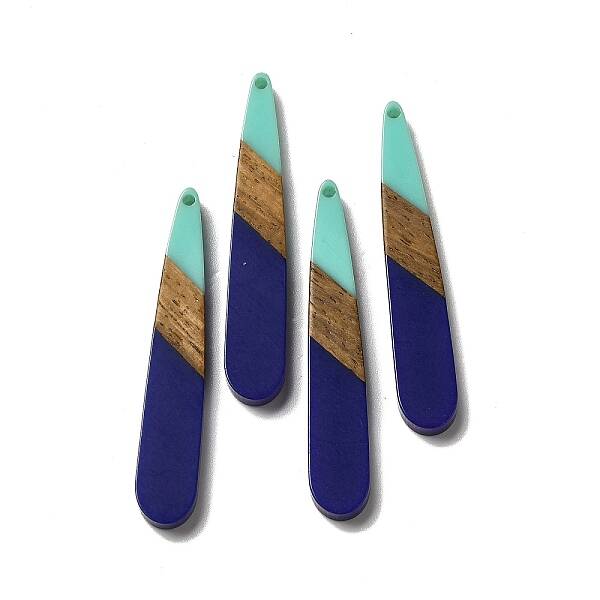Opaque Resin & Walnut Wood Pendants