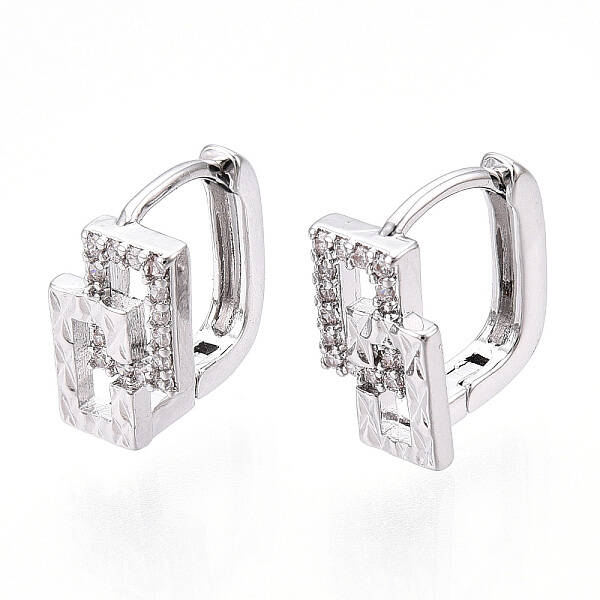 Rack Plating Brass Clear Cubic Zirconia Hoop Earrings