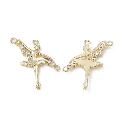 Brass Pave Clear Cubic Zirconia Connector Charms
