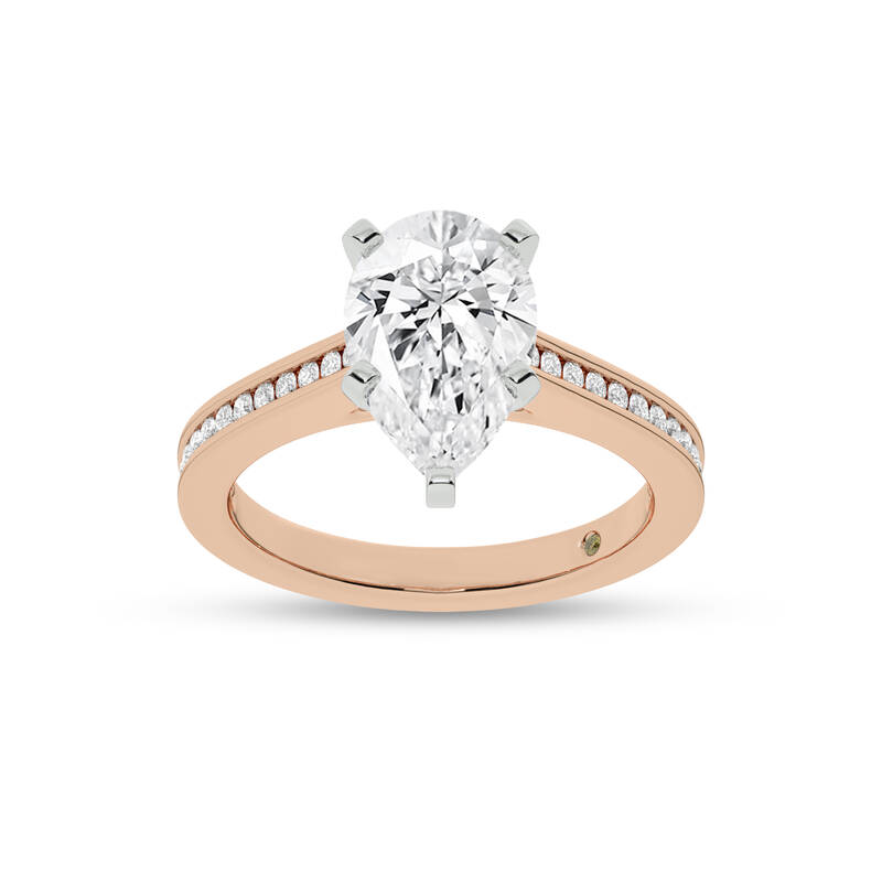 Paris Channel Set Pear Shape Lab Diamond Engagement Ring | 18K Rose Gold 2 1/5 CT. TW.