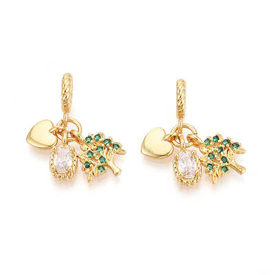 Brass Micro Pave Cubic Zirconia Pendants