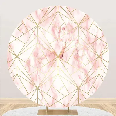 Gold Pink Abstract Marble Texture Round Backdrop