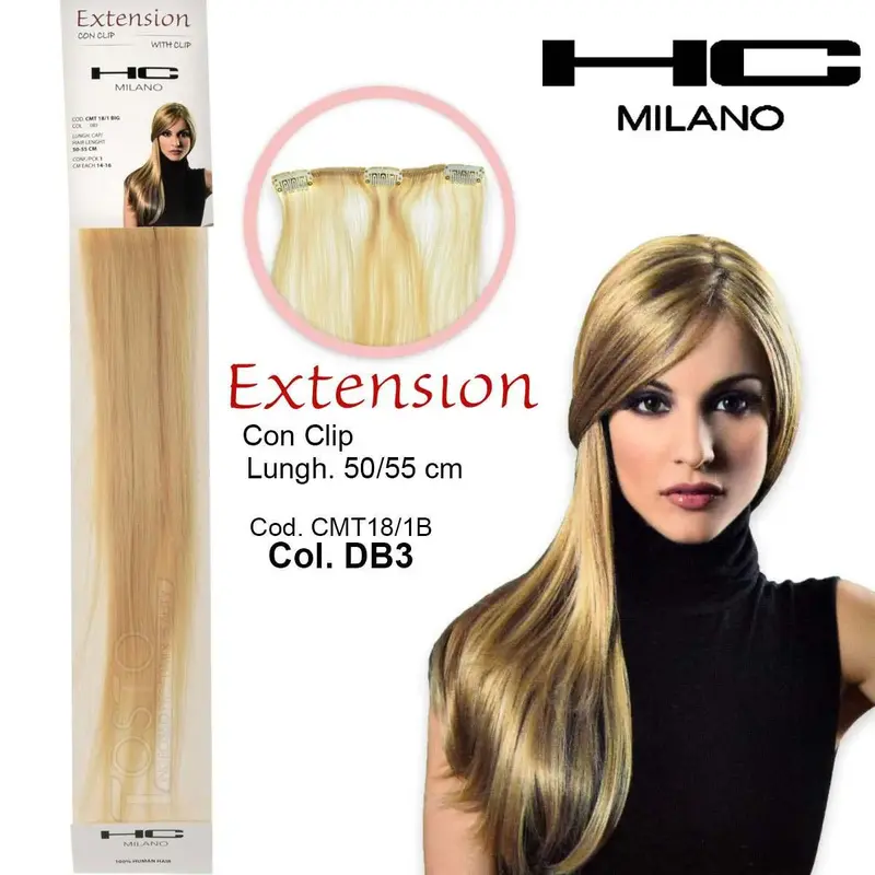 Hc milano extension 3 clips no remy width 14-16cm length 50cm col.db3