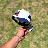 New Era 9FIFTY LA Dodgers White Embroidered 100% Cotton Hat with Adjustable Metal Buckle Back Closure, Lightweight & Durable,...