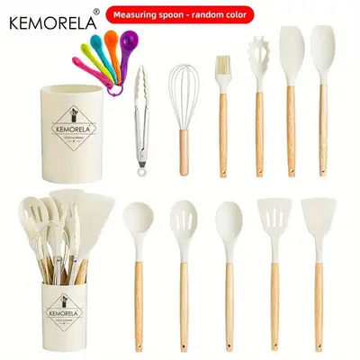 13pcs Cooking Utensil Set, Heat Resistant Silicone Cookware Set with Holder, Non-stick Spatula Set For Home Kitchen