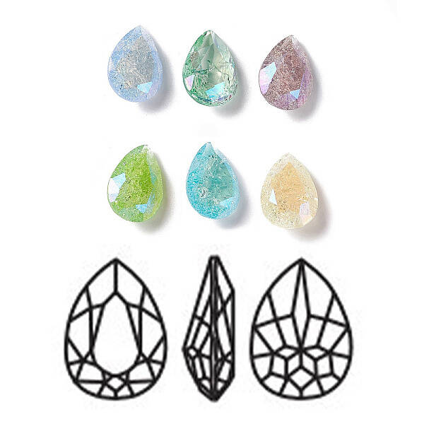 Crackle Moonlight Style K9 Glass Rhinestone Cabochons
