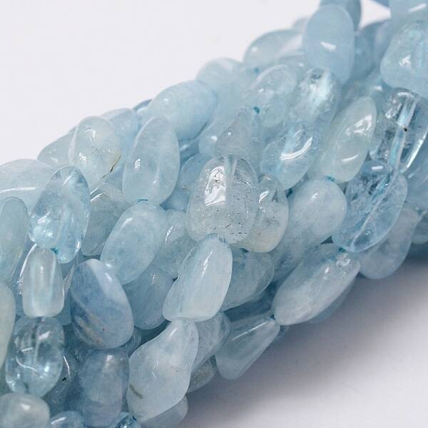 Natural Aquamarine Nuggets Bead Strands
