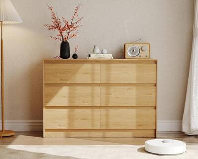 Garvee 6 Drawers Dresser for Bedroom, 47 Wide Wood Dressers & Chests of Drawers with Handle-less Design Design, Wooden Stora...