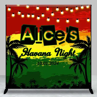 Light Black Coconut Tree Custom Birthday Backdrop - Aperturee