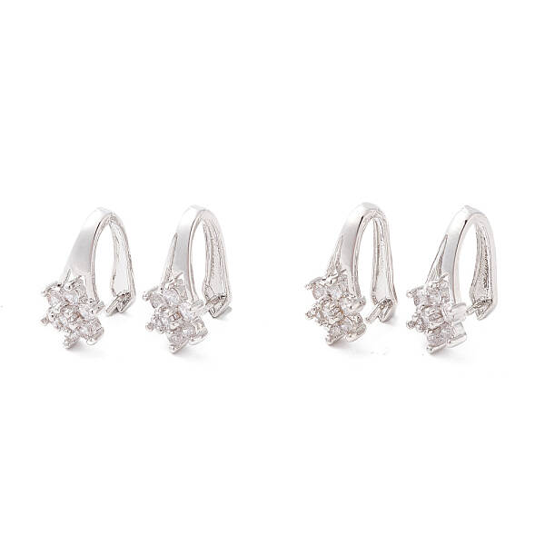 Brass Micro Pave Cubic Zirconia Ice Pick Pinch Bails