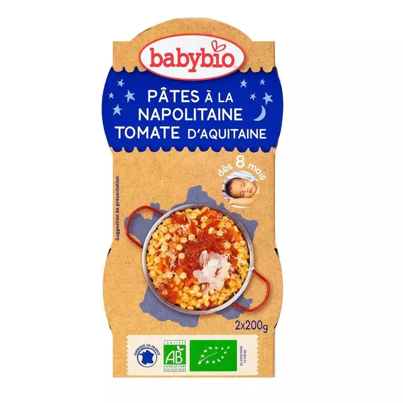 Babybio Dinner Bowls - 8 months and more - Neapolitan Pasta, Tomato - ORGANIC 2x200 g