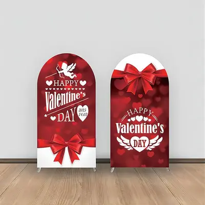 Aperturee Red Heart Bow Knot Valentines Arch Backdrop Kit | Round Arch Backdrop Cover | Chiara Arch Backdrop Diy | Chiara Wal...
