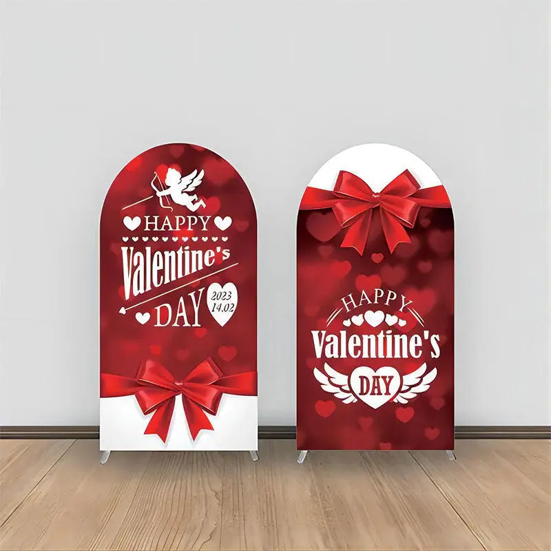 Aperturee Red Heart Bow Knot Valentines Arch Backdrop Kit | Round Arch Backdrop Cover | Chiara Arch Backdrop Diy | Chiara Wal...