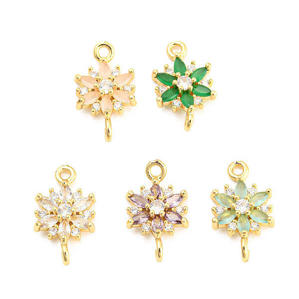 Brass Pave Glass Connector Charms