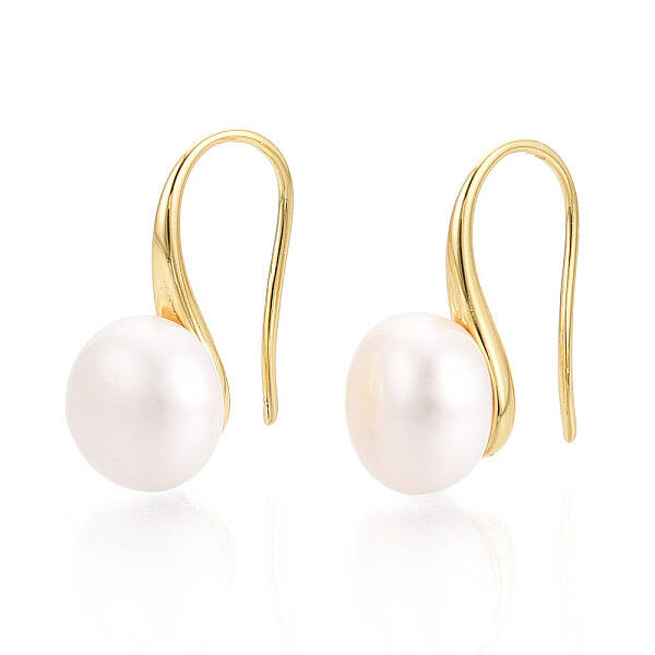 Brass Natural Pearl Dangle Earrings