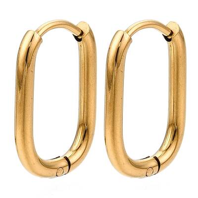 Ion Plating(IP) 304 Stainless Steel Oval Hoop Earrings