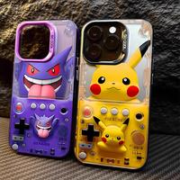Cartoon P-Pokemon Gengar Plating Phone Case for iPhone 16 15 14 13 12 11 Pro Max XS X XR 8 7 Plus SE 2020 Shockproof Back Cov...