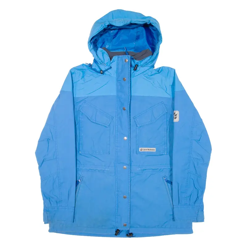 JACK WOLFSKIN Womens Rain Jacket Blue Hooded UK 14