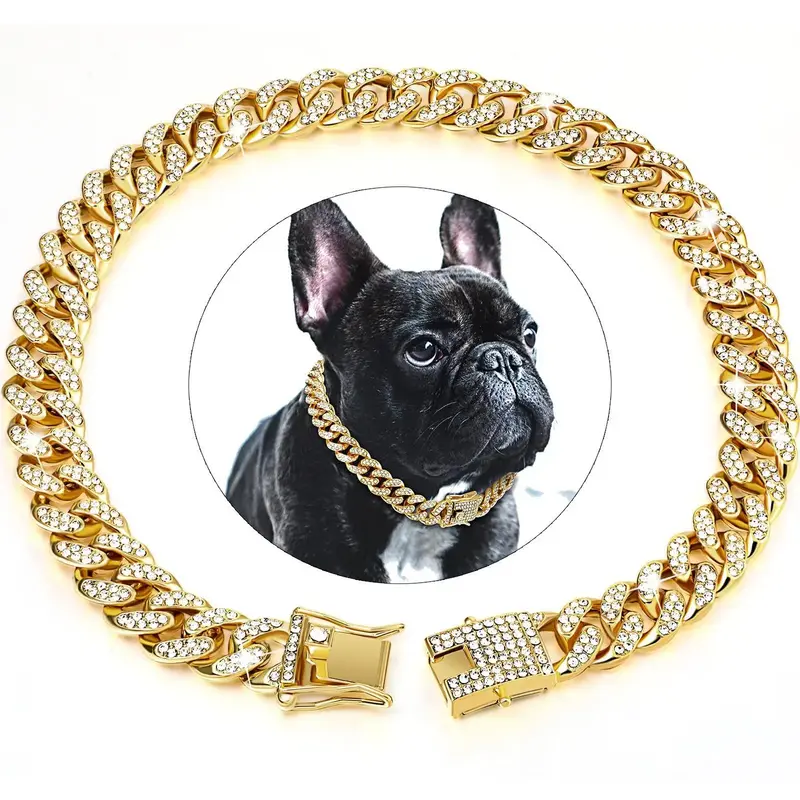 Rhinestone Decor Pet Collar, 1 Count/4 Counts Metal Pet Necklace, Decorative Necklace for Dogs & Cats