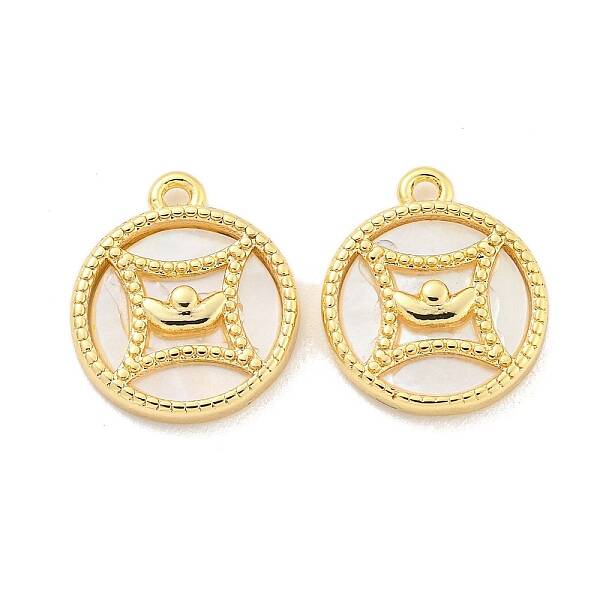 Brass Pave Shell Coin Charms