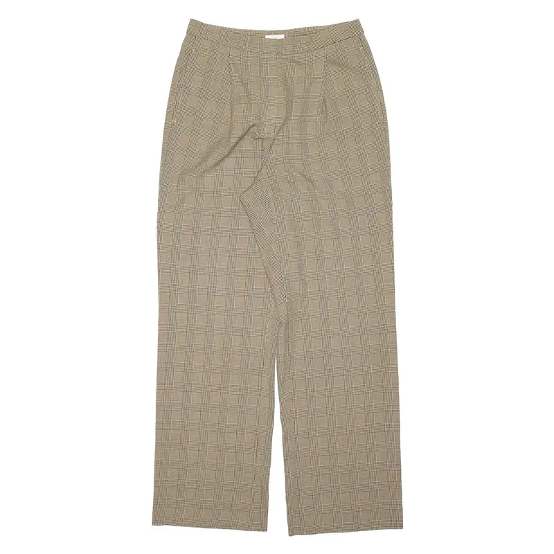 LIZ CLAIBORNE Kylie Check Brown Relaxed Straight Trousers Womens W28 L30