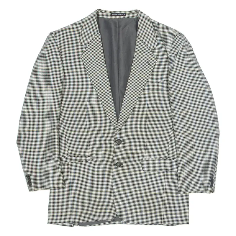 DANIEL COROT Blazer Jacket Cream Wool Houndstooth Mens M