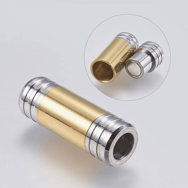 304 Stainless Steel Magnetic Clasps with Glue-in Ends