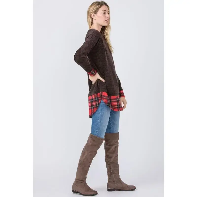 EG fashion Plaid Layered Tunic